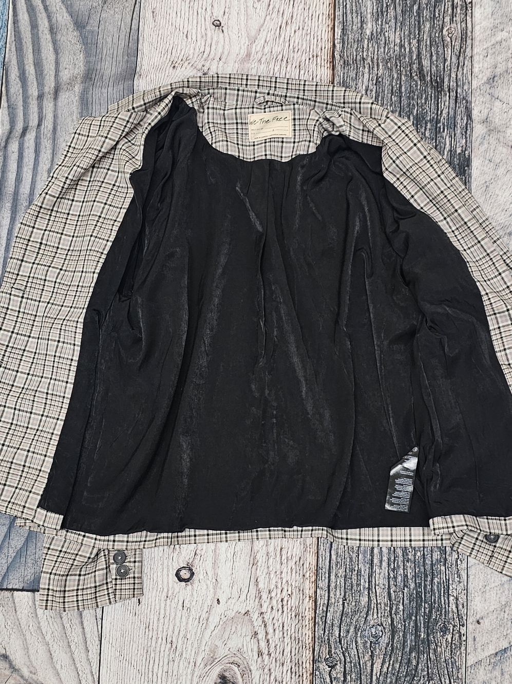 Free People We The Free Cali Plaid Blazer Women's Size Large Jacket Academia - Picture 6 of 9